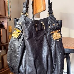 Juicy Couture Black Shoulder Bag with Gold Accents